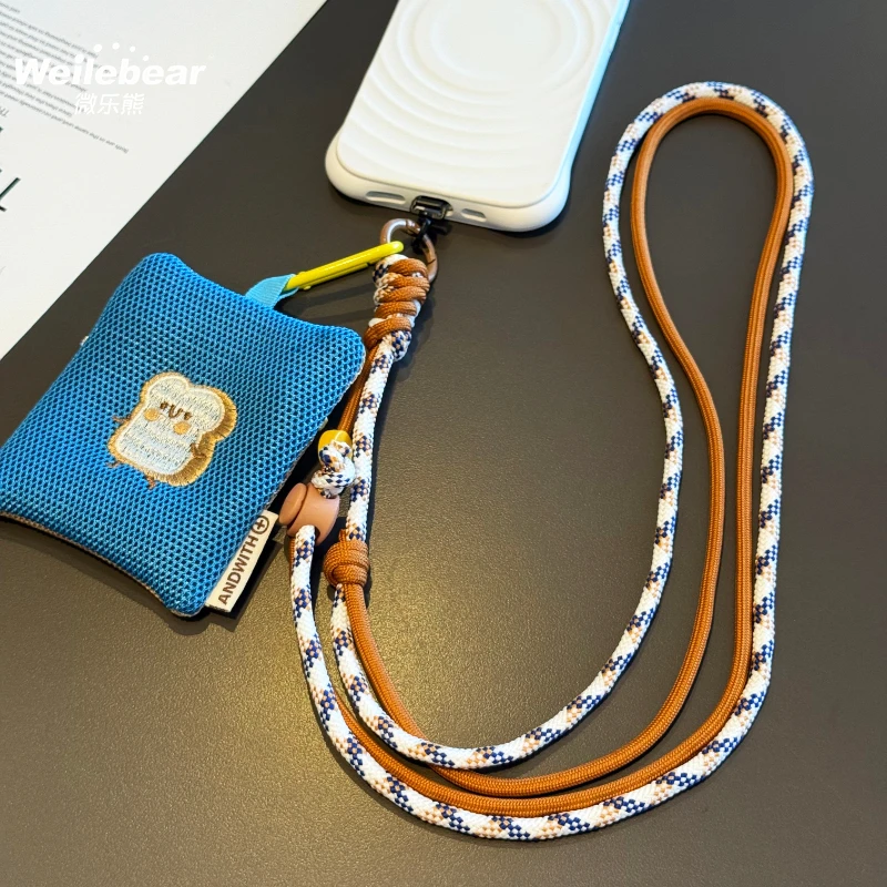 可爱零钱包手机挂绳斜挎可调节挂脖钥匙卡包儿童户外挂链防丢吊绳