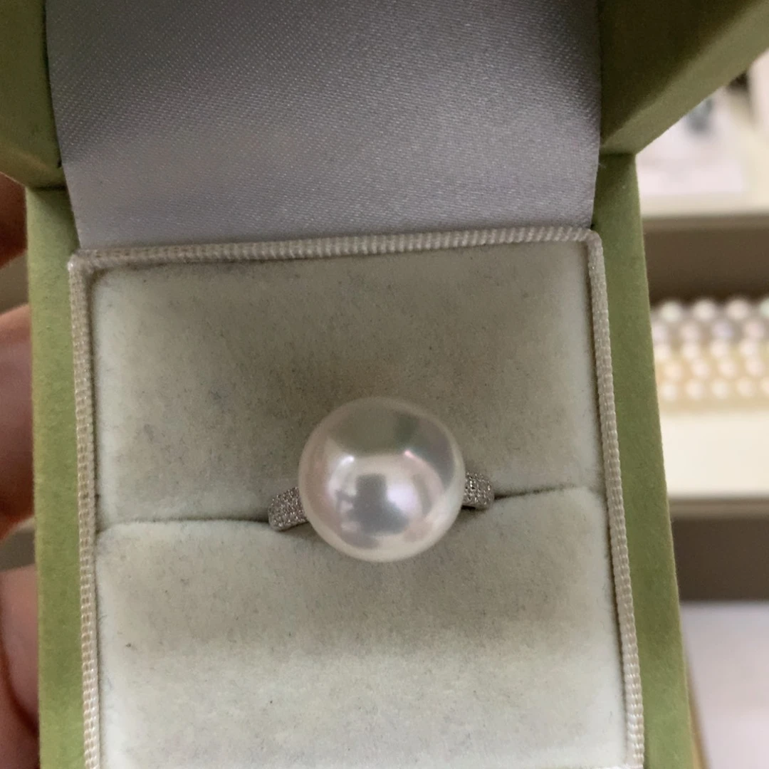 淡水珍珠戒指银S925镶嵌13-14爱迪生戒指