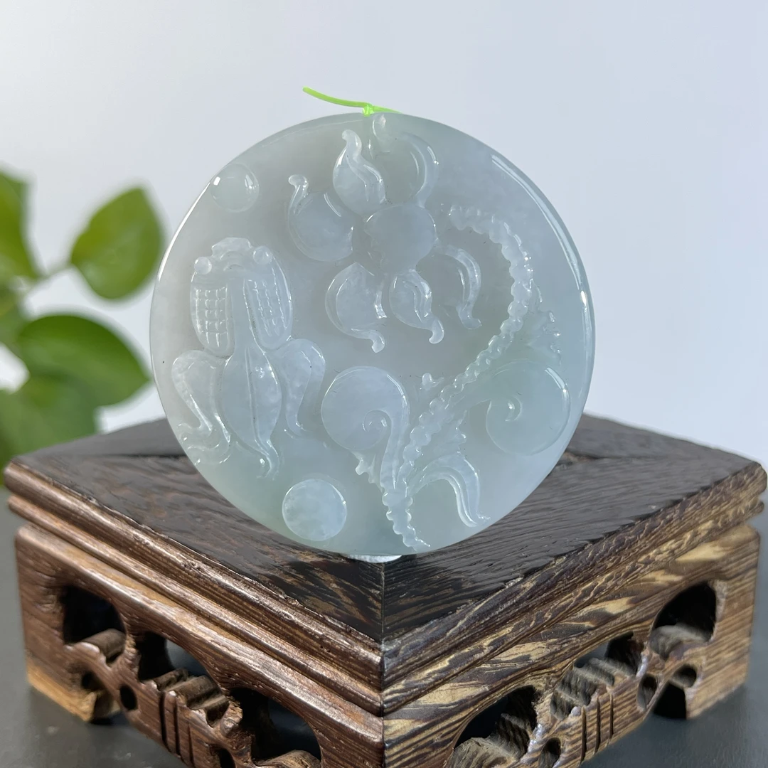 JYB26-45  天然缅甸A货翡翠  年年有余