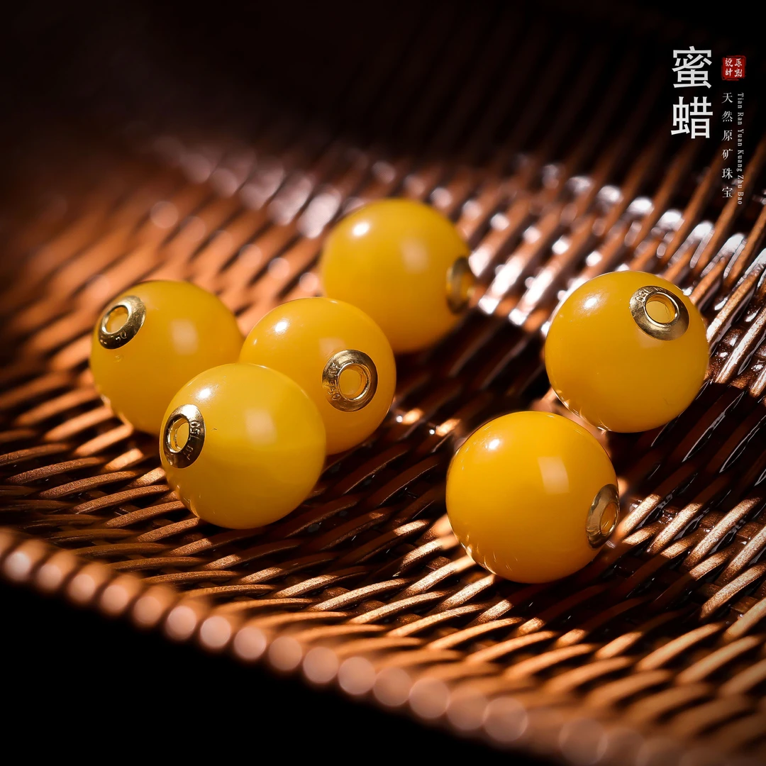 【桃总推荐】18k蜜蜡9mm圆珠单珠配饰吊多样性发一件@@ZY30817083