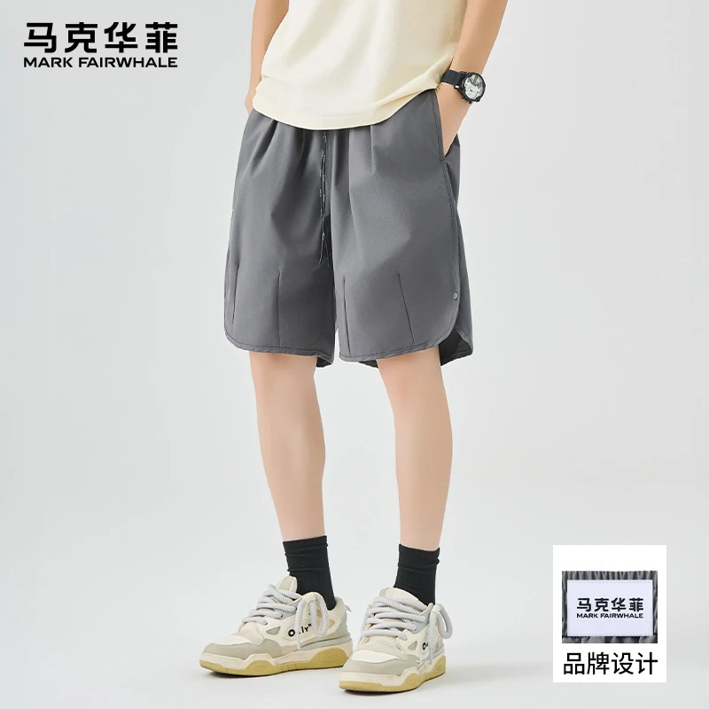 马克华菲夏季冰丝薄款透气休闲短裤男宽松百搭潮牌痞帅五分中裤子