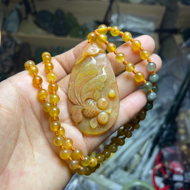 天然玉石红金鱼金玉满堂富贵吉祥升官发财
