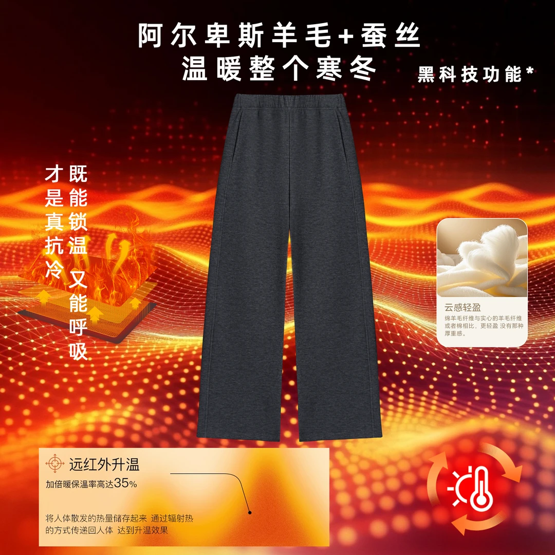 诗妮歌 | 羊毛+蚕丝“腿精”高质奢感细腻加绒通勤轻暖休闲裤5