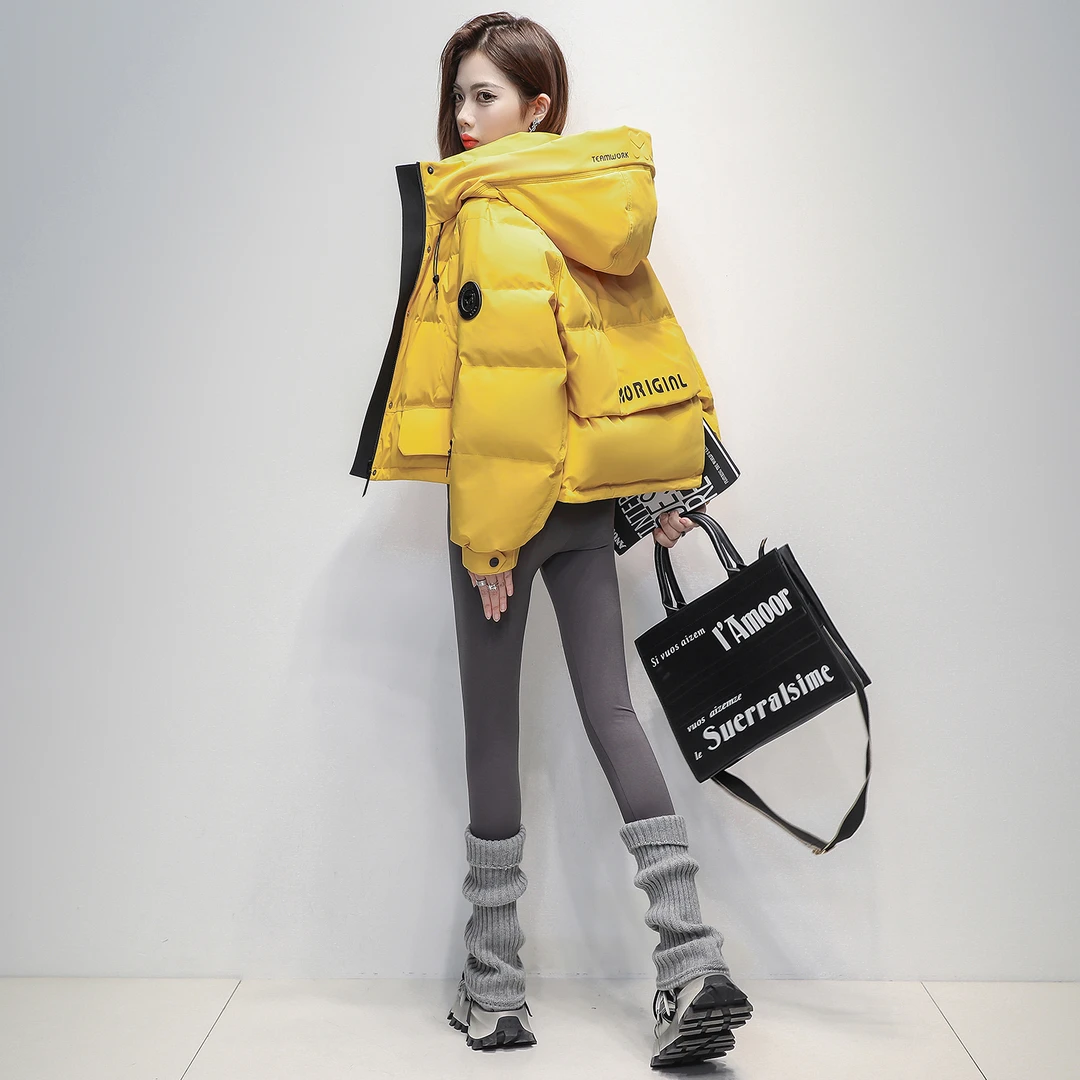 冬季时尚潮牌短款龟背羽绒服女2025新款休闲百搭廓形保暖厚外套潮