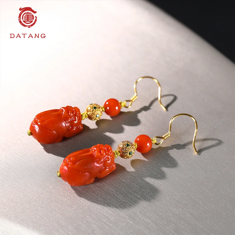 南红貔貅耳环EH32342
