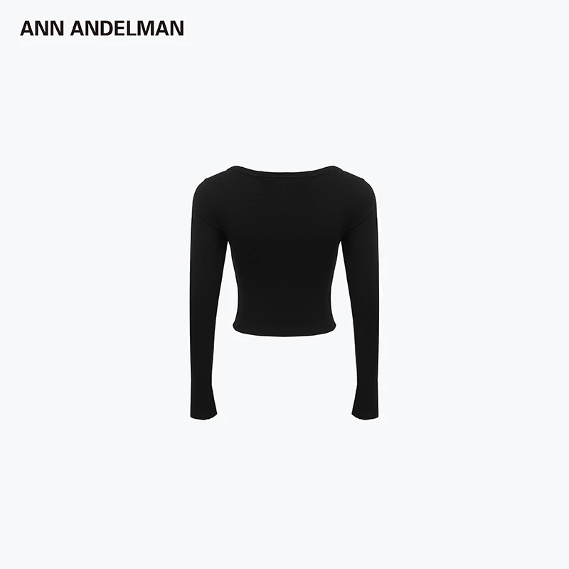 ANN ANDELMAN25春夏 秋修身短上衣 方领LOGO长袖T恤