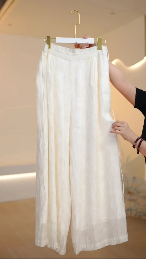 阔腿休闲裤女2025夏季新款韩系松紧腰慵懒宽松显瘦直筒裤