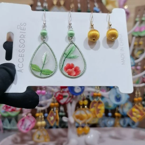 织绣苏绣耳环耳钉耳饰