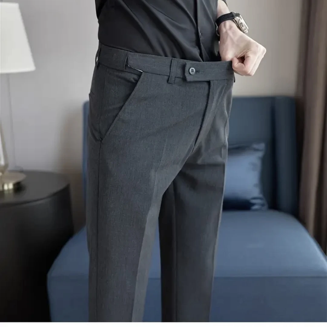 夏季男士西裤小直筒修身弹力腰男裤商务休闲裤男爆款2025新款