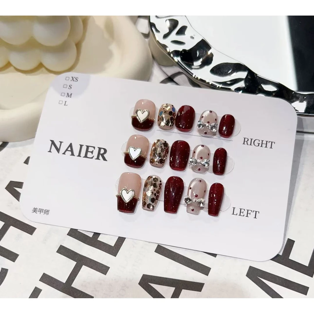 爱心锆石-NaiEr奈儿轻奢手工美甲 10片装