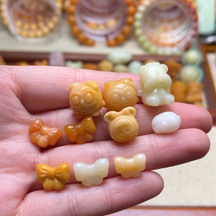 石英质玉（缅黄）未镶嵌珠宝半成品配饰