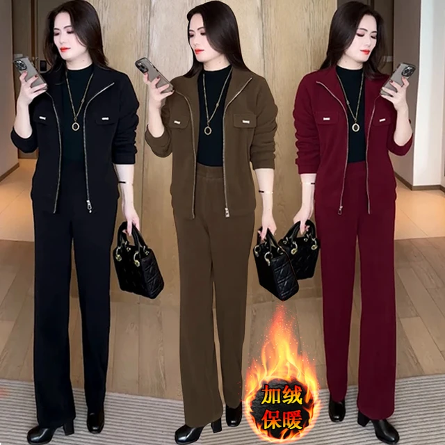 加绒加厚套装女秋冬2025新款时尚减龄穿搭一整套高级感休闲两件套