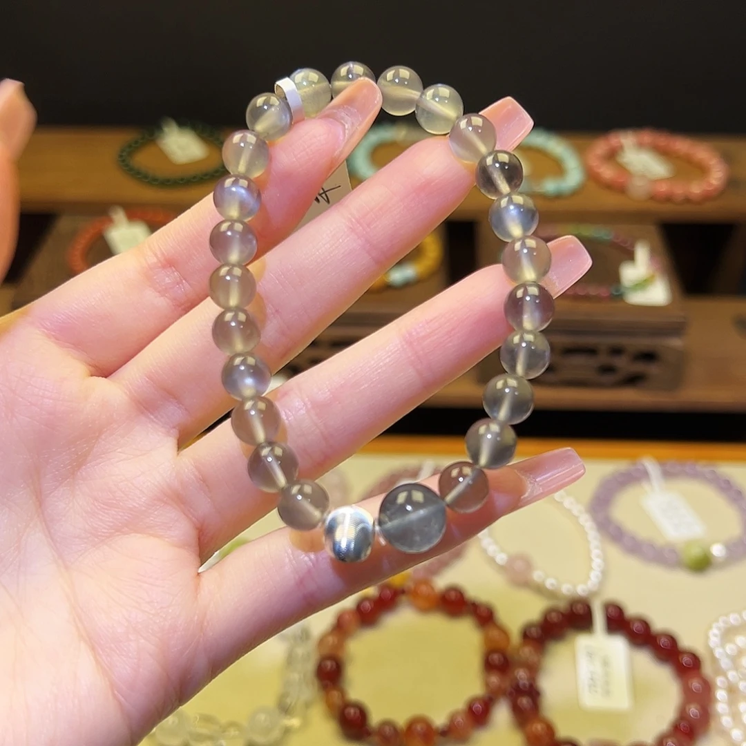 手串水晶银S925镀金镶嵌银9128