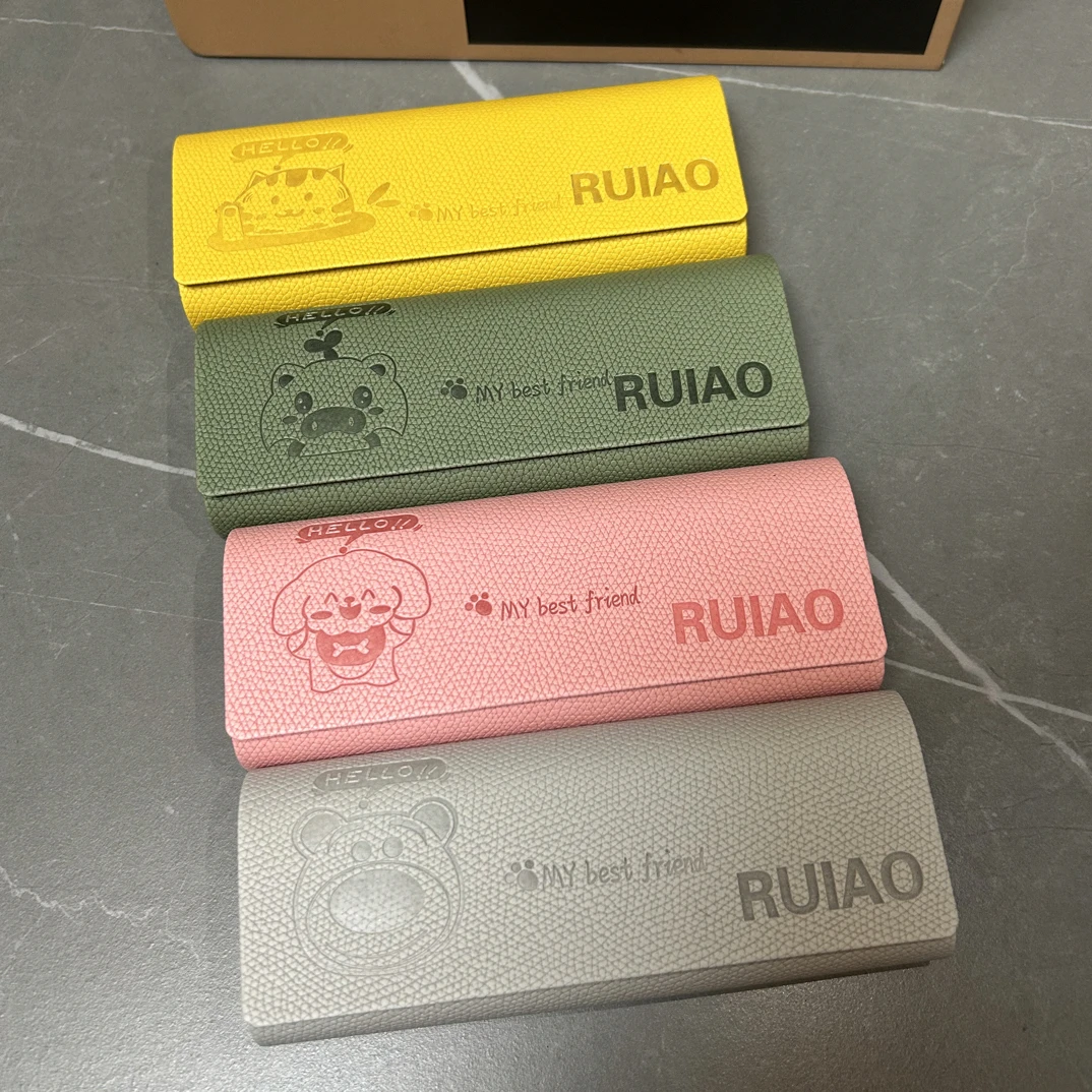 厂家直销便携大容量抗压耐磨皮质学生熊眼镜收纳盒