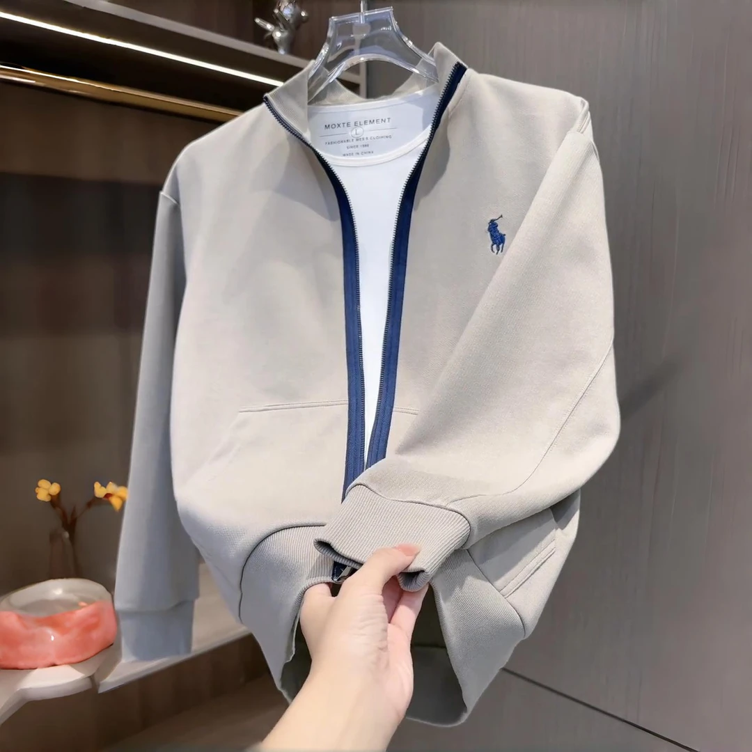 潮牌轻奢刺绣立领夹克男2025秋冬季新款时尚宽松百搭休闲上衣外套