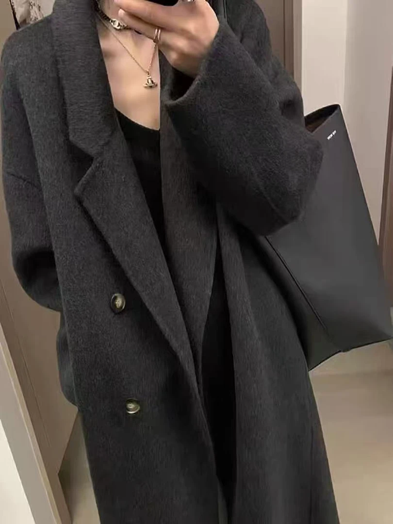 201-30中长款秋冬毛呢外套冬季百搭外套双面呢