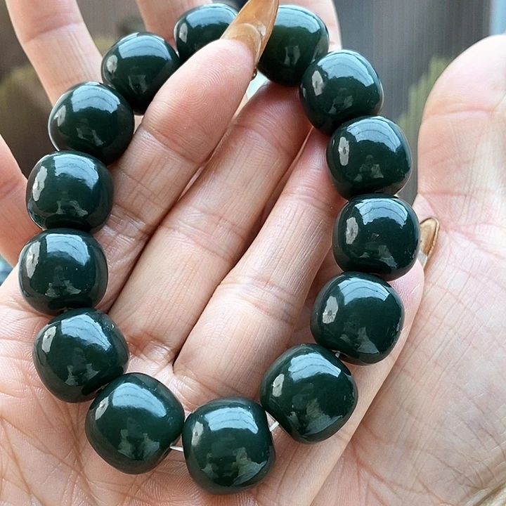 和田玉未镶嵌手链卡16老型且末蓝冰瓷蓝