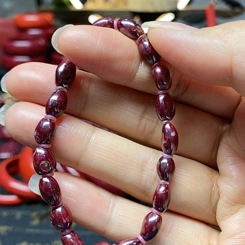 天然辰砂原矿晶体手链