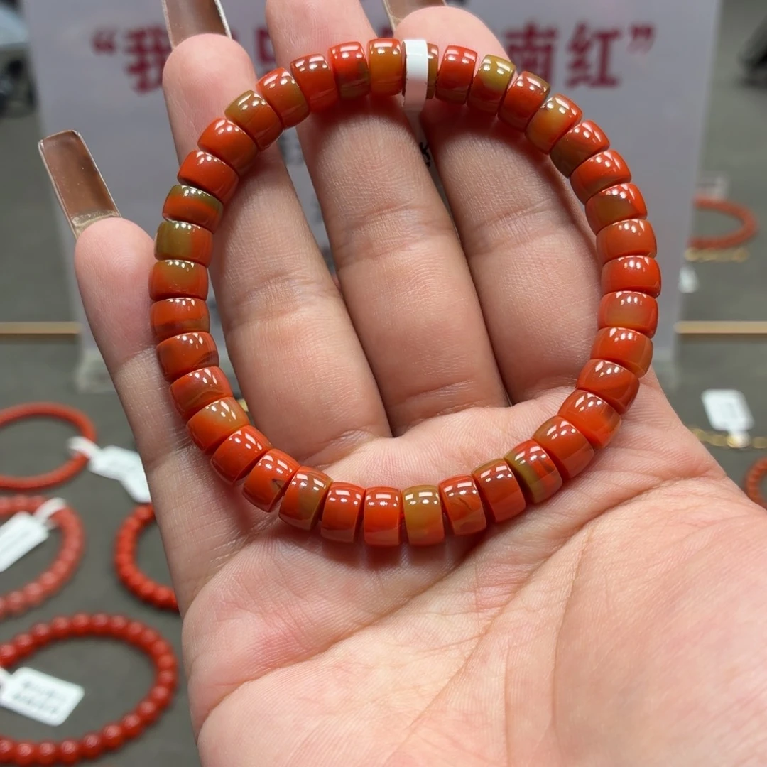 未镶嵌单圈南红玛瑙原矿保山蒲漂包浆直切手串卡7+