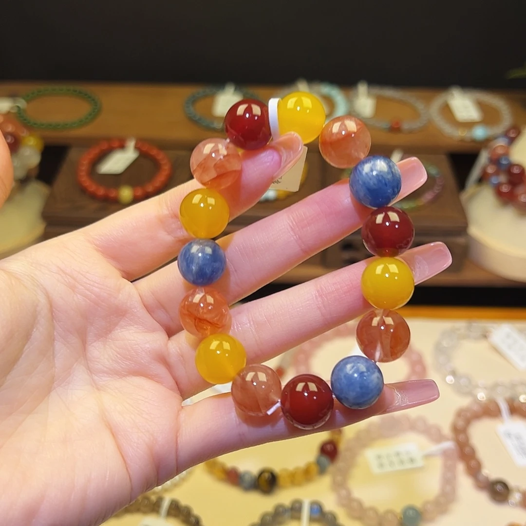 银S925镀金镶嵌水晶手串白雪公主多宝1540