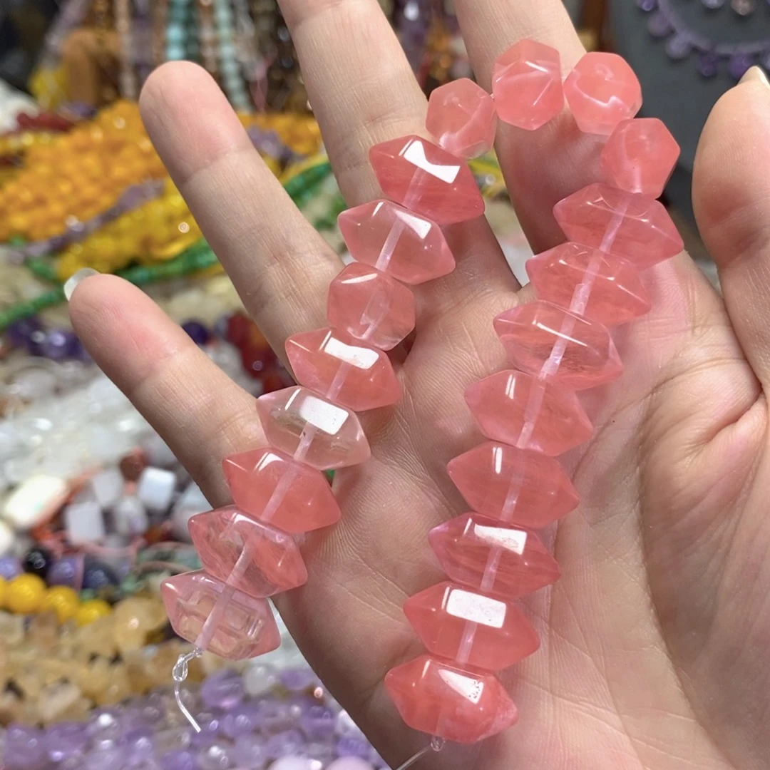 玛瑙/玉髓足银镀金镶嵌珠宝半成品西瓜晶双尖20颗