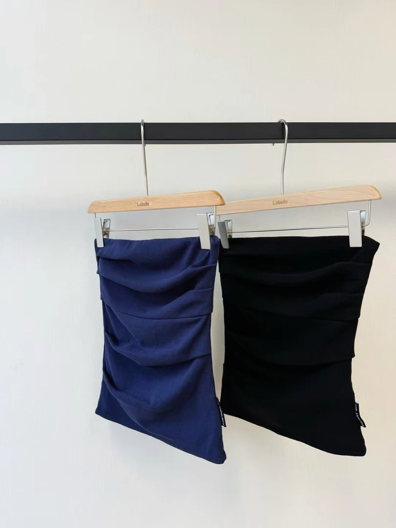 弹力褶皱抹胸收腰藏肉显瘦