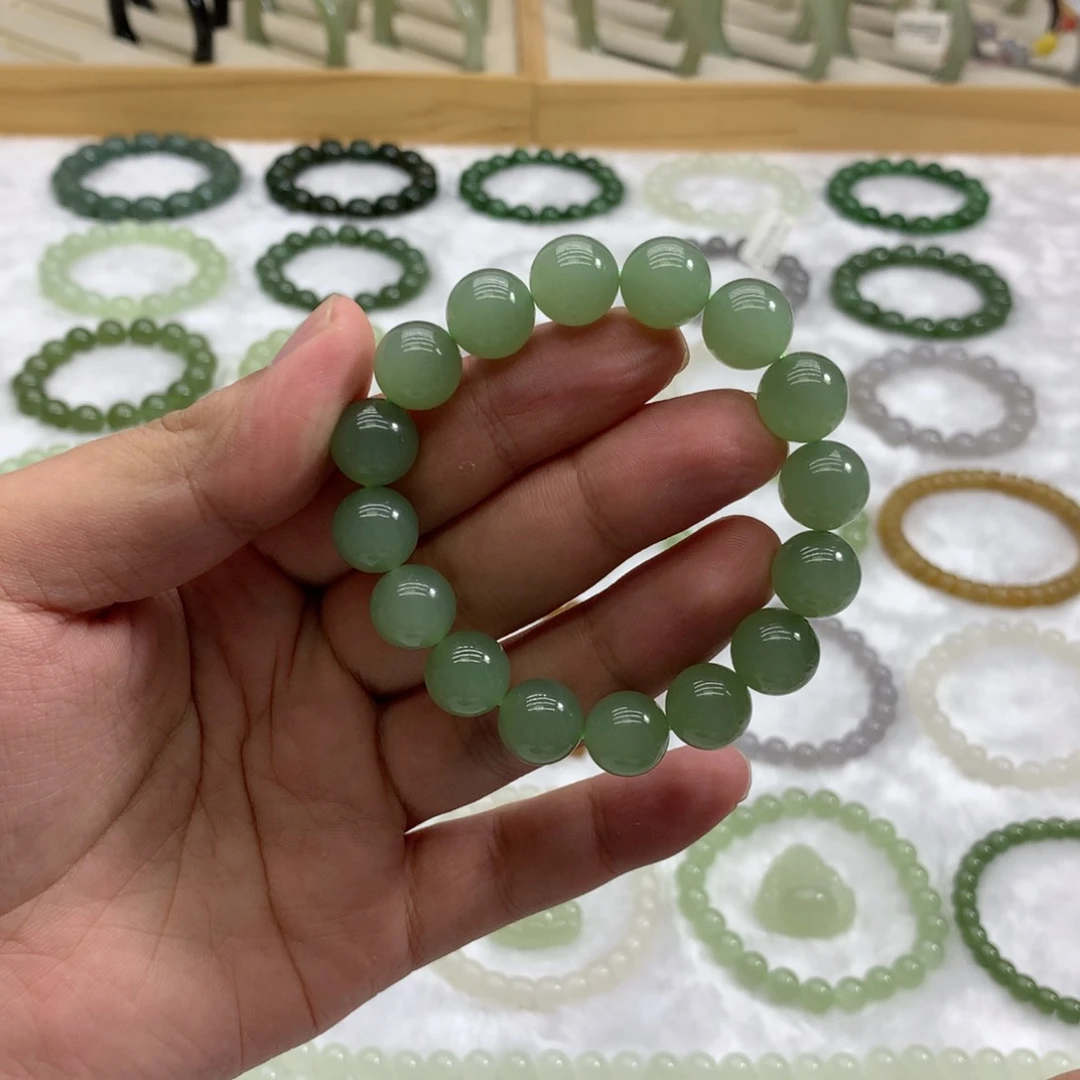 未镶嵌手链和田玉（冰晴绿12）