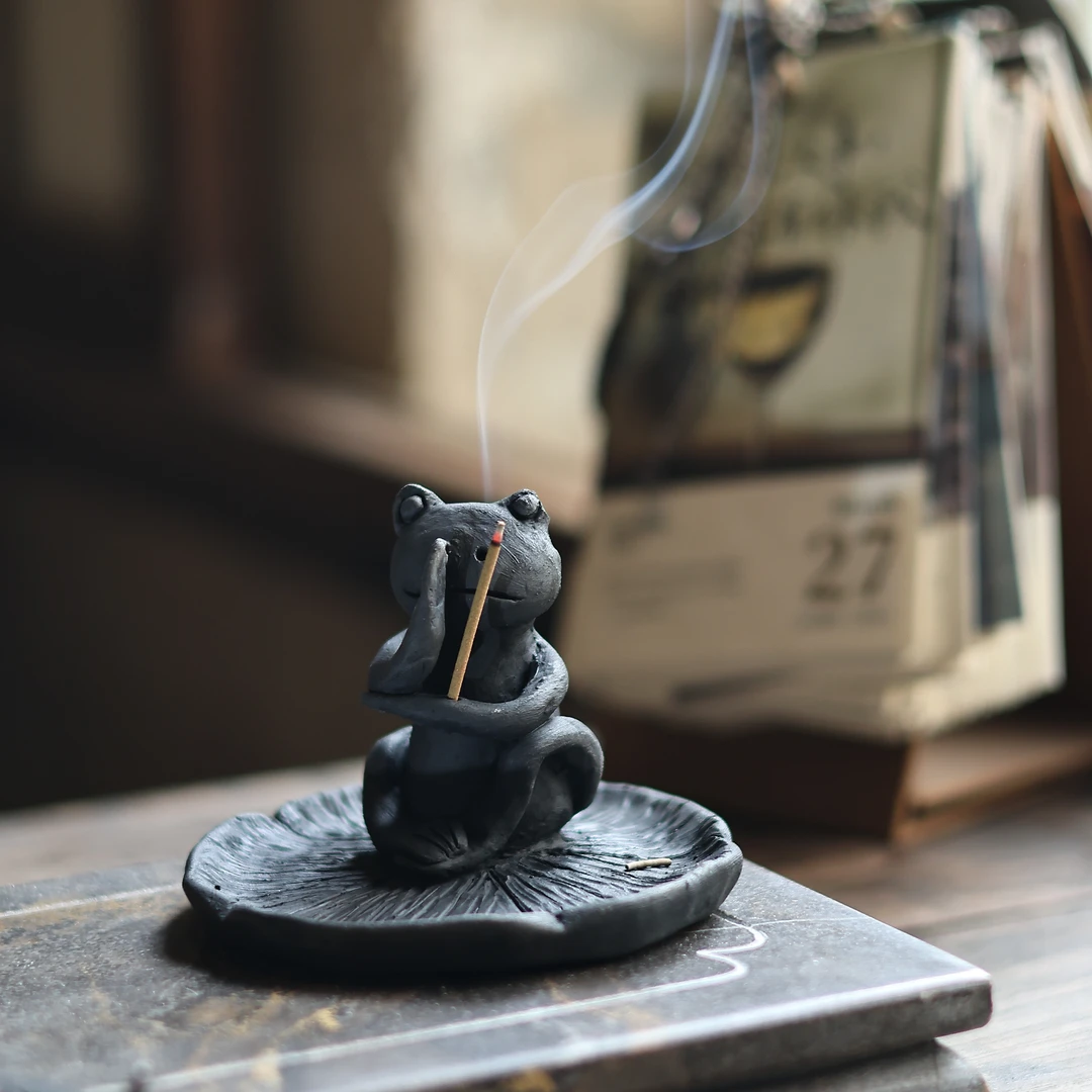 【柿间浅憩】全手工*与春幸会系列*青蛙香插*香盘*茶道零配