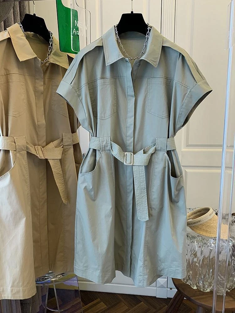 气质连衣裙裙子夏季工装新款显瘦百搭休闲收腰长裙2025衬衫裙