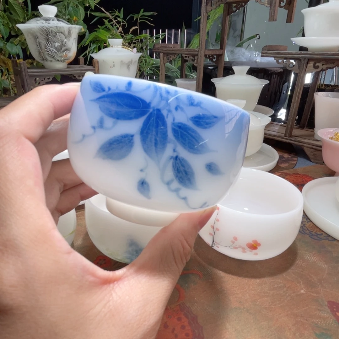 璞玉手绘树叶主人杯压手杯