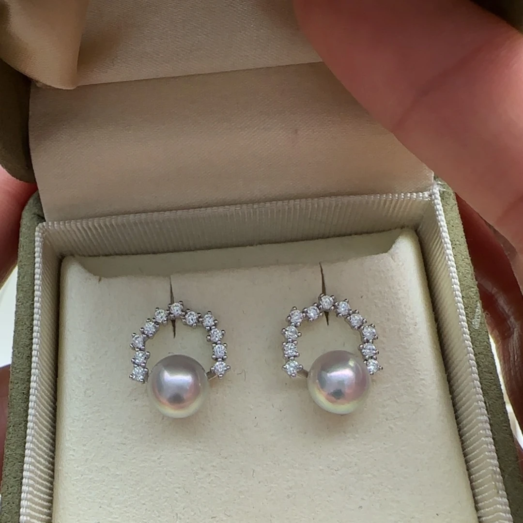 海水珍珠耳饰银S925镶嵌