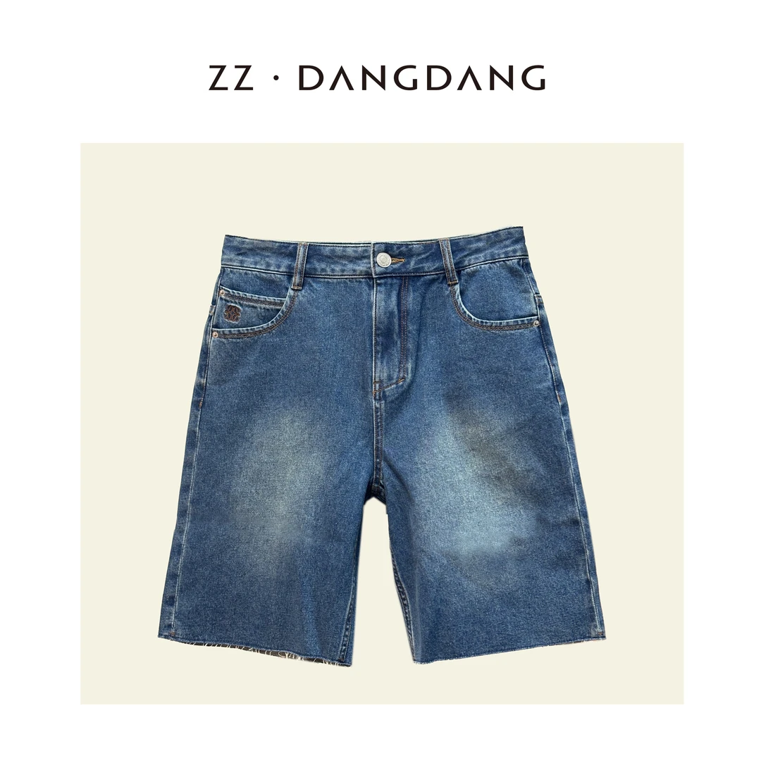 ZZ·DANGDANG【复古丹宁】100长绒棉复古休闲阔腿牛仔短裤女12725077