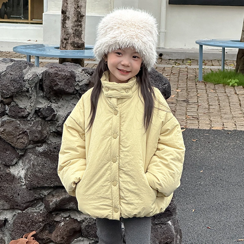 【杜邦棉】女童洋气韩系棉衣潮儿童宽松保暖防风立领夹棉棉服外套
