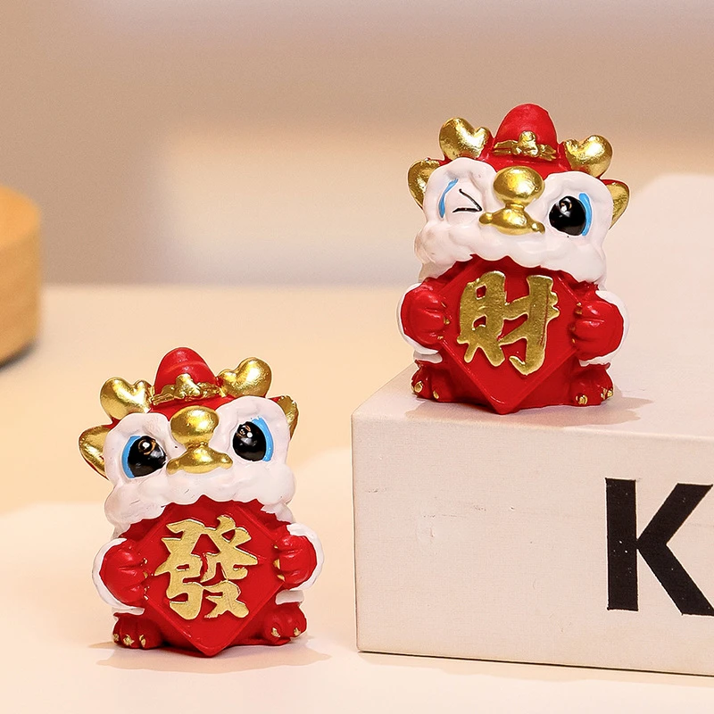 醒狮摆件招财办公桌面装饰可爱手工小摆件新款工位创意小摆件狮子
