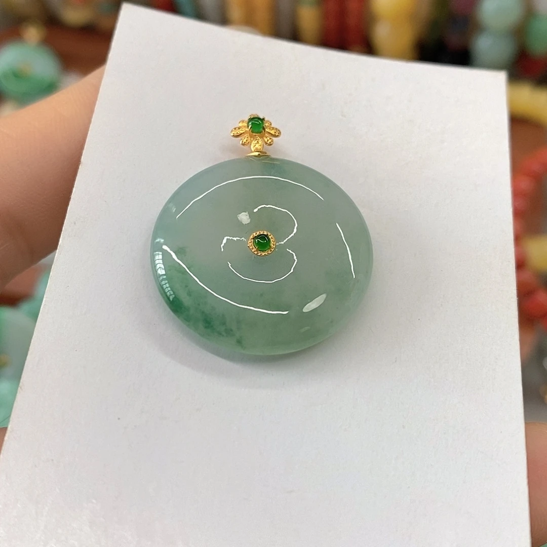 翡翠18K金镶嵌挂件翡翠挂件
