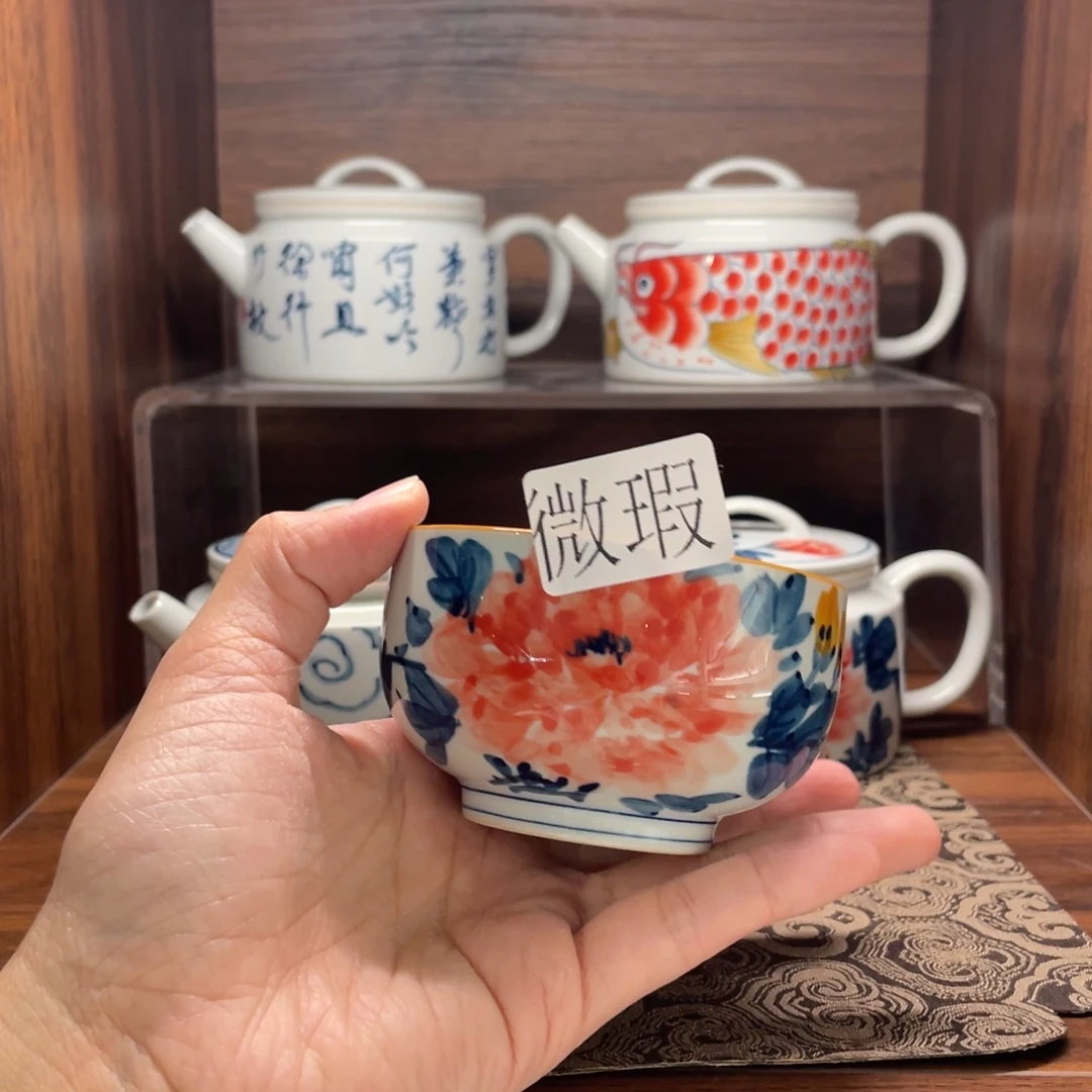 釉下手绘茶具微瑕