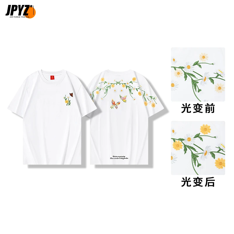 【花间蝶影】2025光变新款国潮纯棉潮流时尚舒适圆领情侣T恤-892