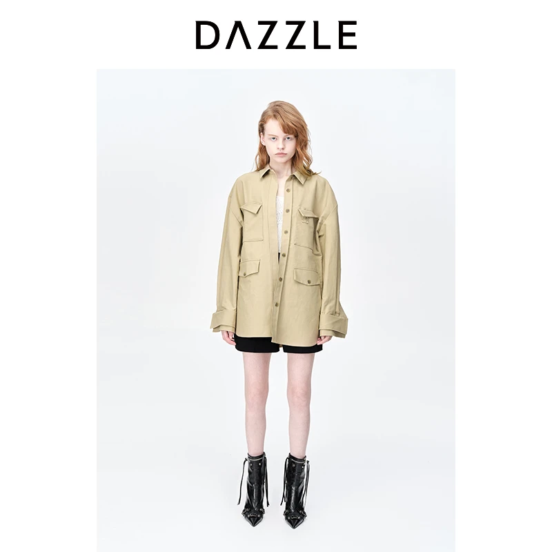 【精选】DAZZLE地素春宽松衬衫式外套夹克2H1F437