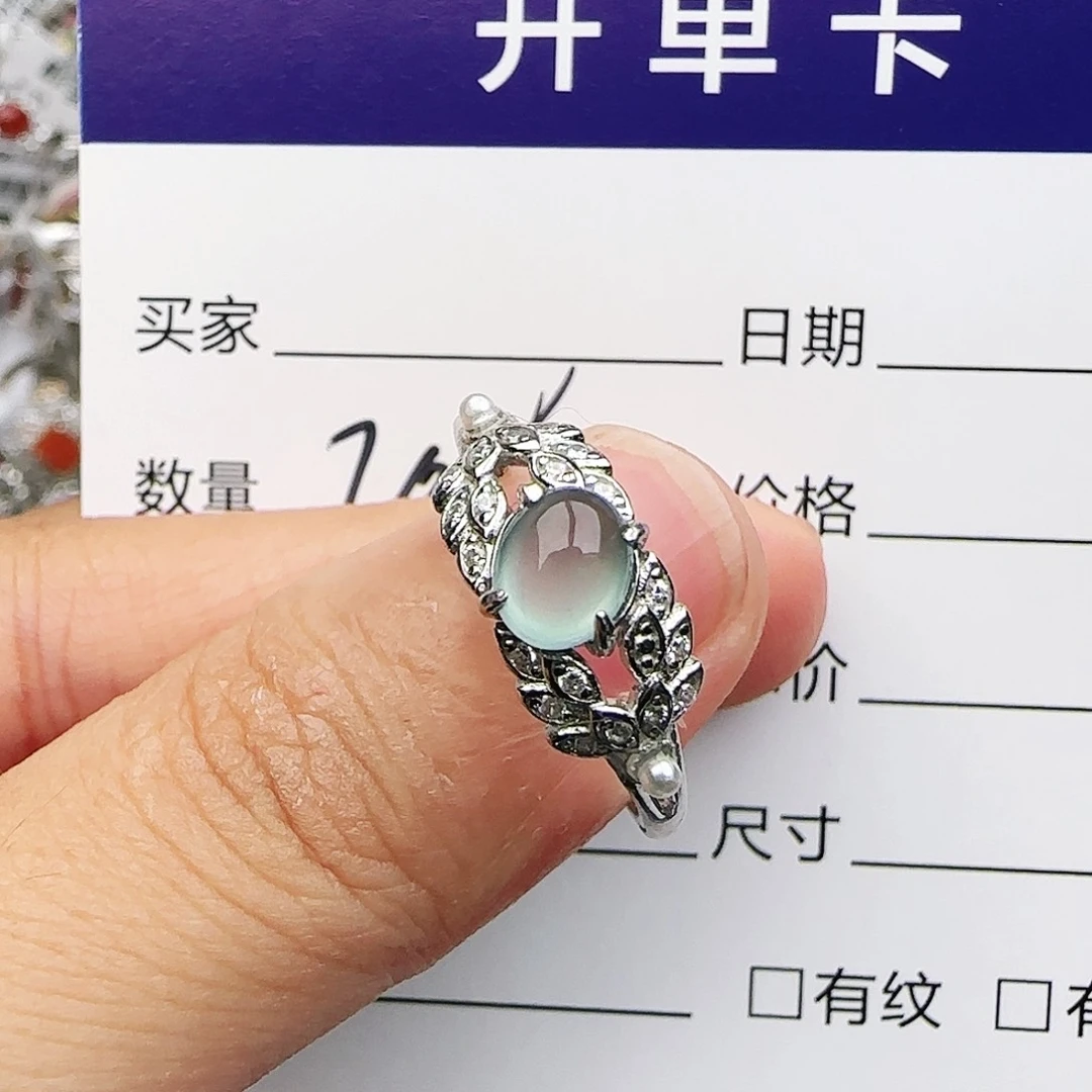 银S925镶嵌戒指翡翠戒指