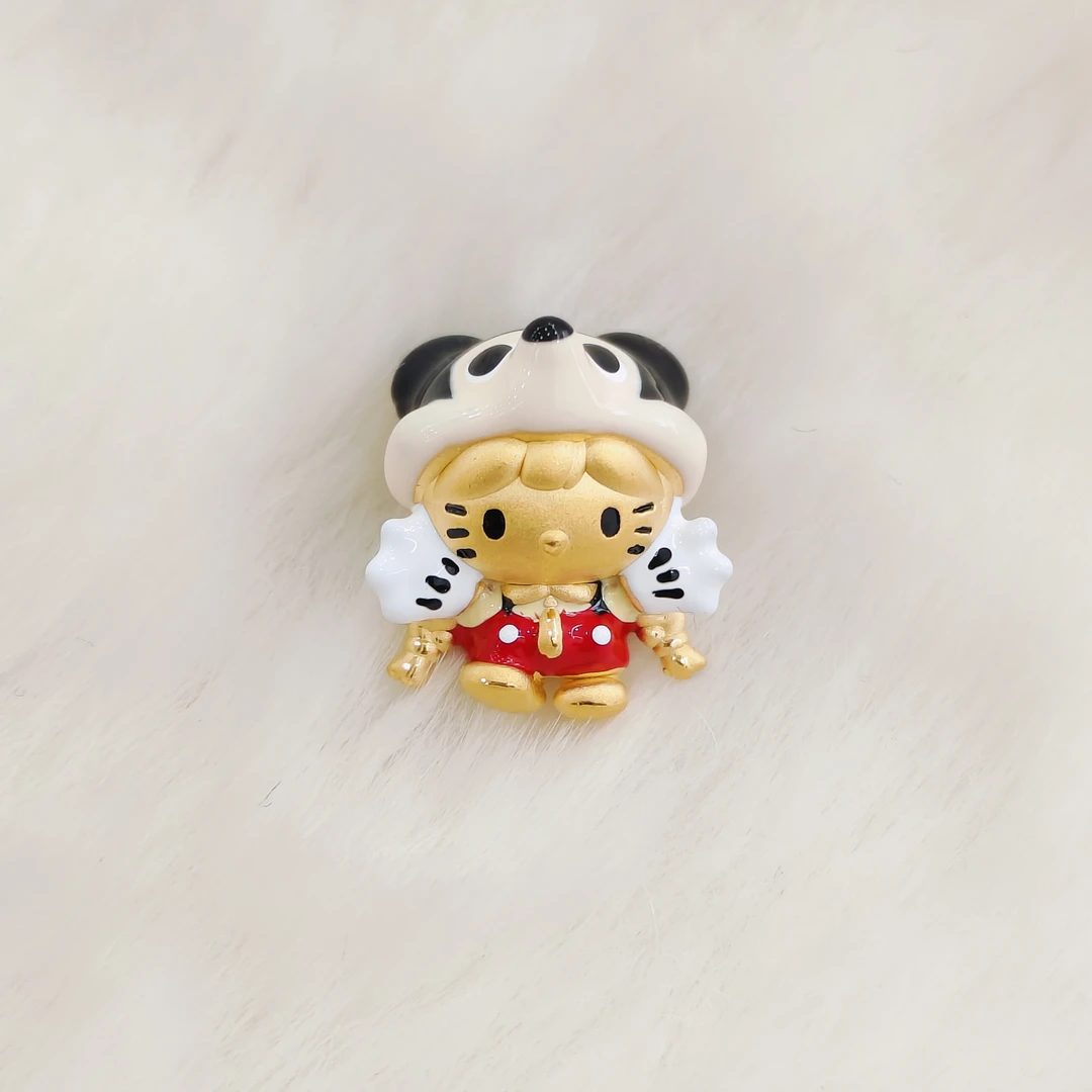 吉金珠宝 足金999米奇头套kitty全身款3D烤漆硬金转运珠手串