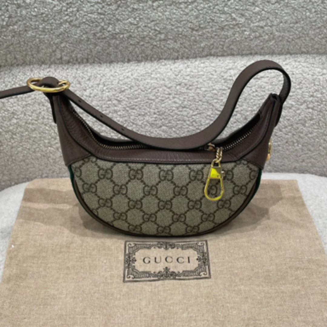99新 GUCCI/古驰 Ophidia系列 mini老花腋下包，尺寸:20*2*15cm