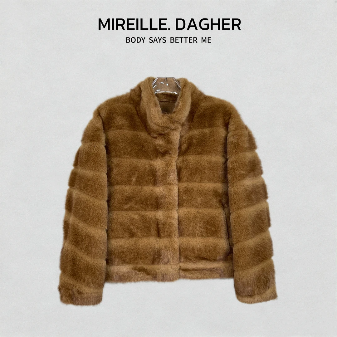 米莱Jiaer/新款时尚小立领气质时尚保暖毛毛外套30004