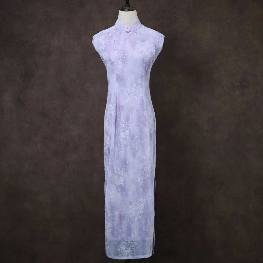 【风信】 2025夏款背后拉链双层日常清新气质修身文艺款旗袍长约125