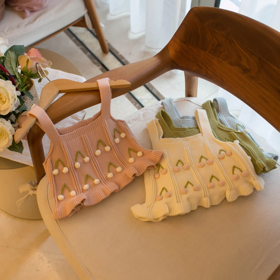 2025春款女童樱桃吊带背心