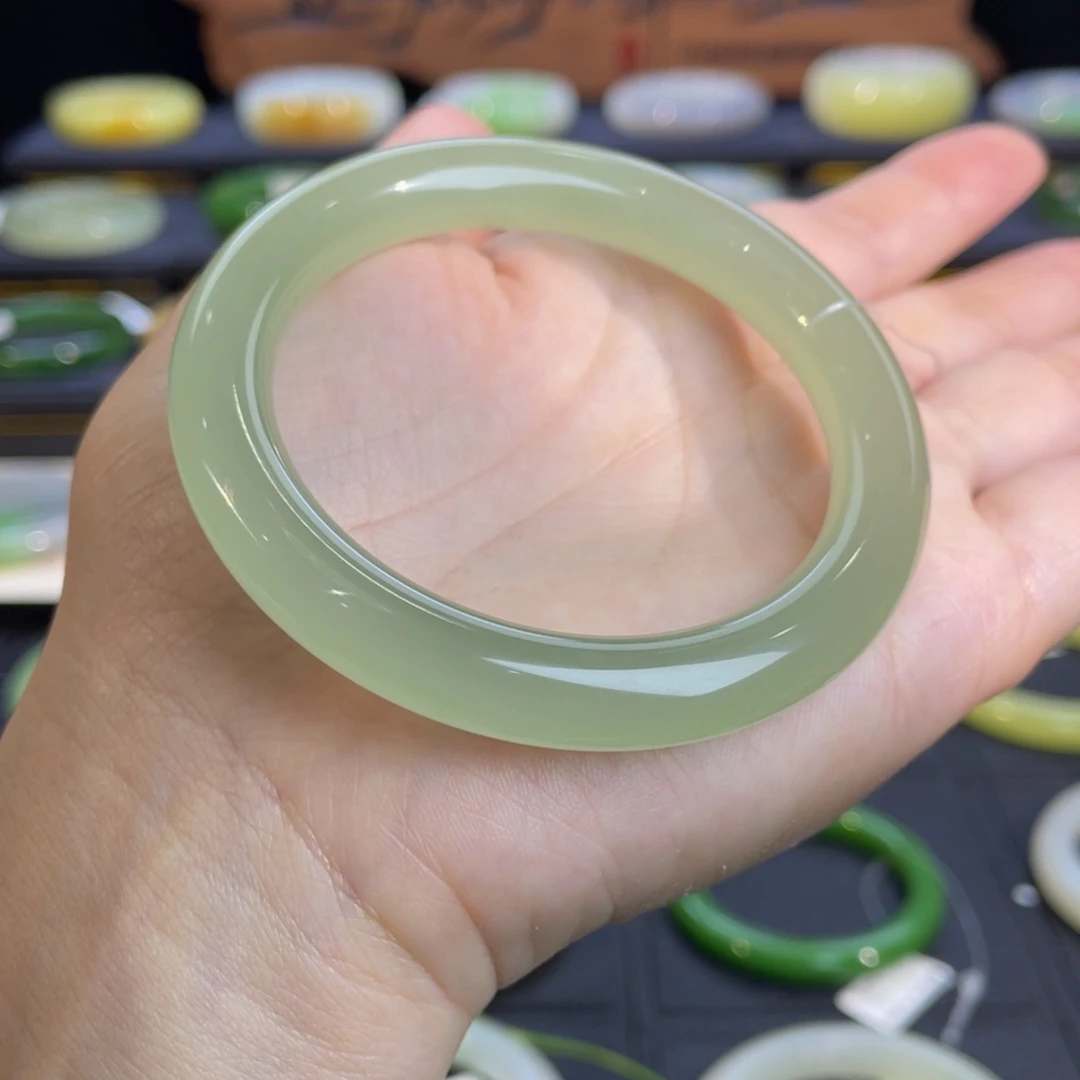 和田玉未镶嵌手镯高冰晴水手镯5455