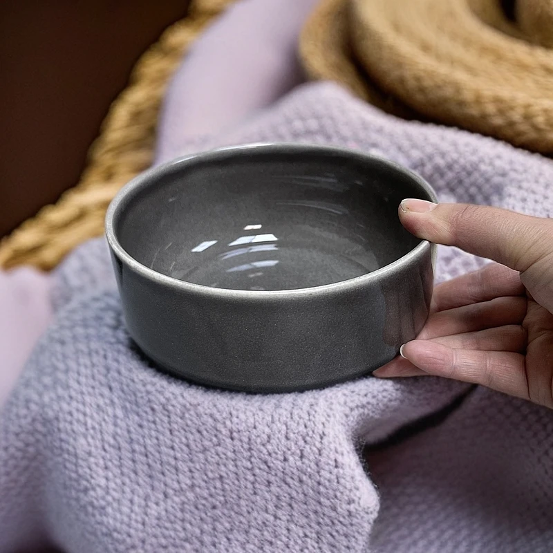 新款正品【2个装】面碗6英寸复古陶瓷家用简约窑变啵啵碗灰色辣3669