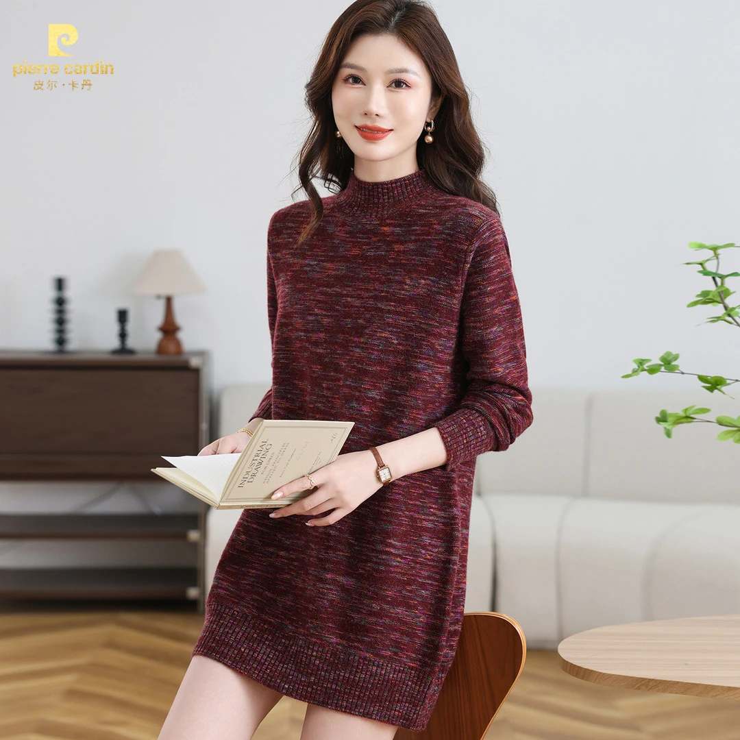皮尔卡丹秋冬女士流行气质针织衫洋气时尚百搭网红设计感慵懒风新