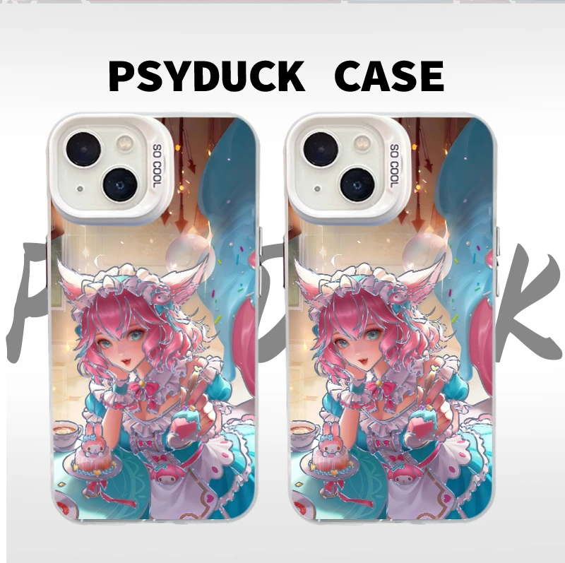 适用苹果华为一加小米美乐蒂妲己彩银白底卡通动漫防摔手机壳