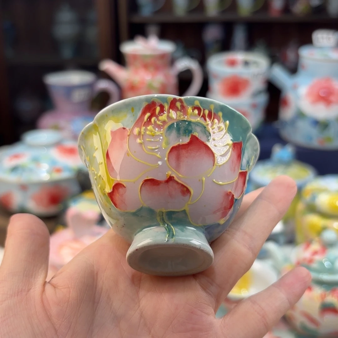 瓷片景德镇手绘高温釉下彩陶瓷茶具