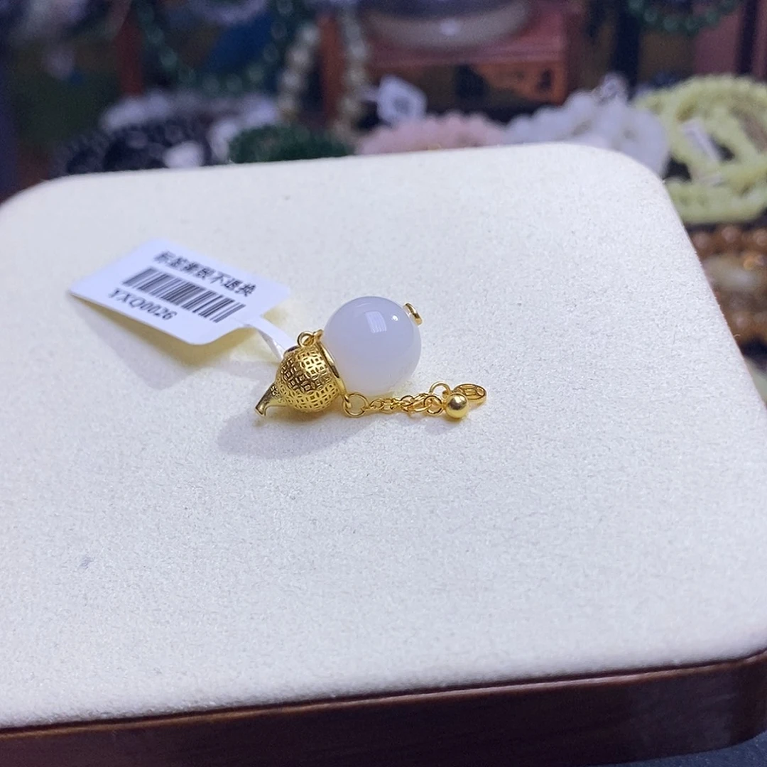 和田玉未镶嵌颈饰白玉葫芦提溜银